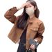 Short Suede Women, New Spring/autumn 2025 Trendy And Stylish Jacket For Petite Women With A High-end Feel_ecoleips.com