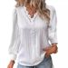 Autumn Long-Sleeved V-Neck Lace-Stitched Shirt For Women, Wholesale_ecoleips.com
