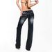 Women's Low Rise Flared Dark Wash Denim Jeans, Slim Bootcut Stretch Casual Pants For Daily Streetwear, Y2K Vintage High Stitching Bell Bottoms For Eve_ecoleips.com