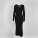 Cross-Border Solid Color Sleeve For Women, European American Style, 2025 Autumn And Winter New Elegant V-Neck Slim Fit_ecoleips.com