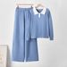 Women's Knitted Polo Collar Sweater And Loose Casual Pants Thick Two Piece Set European American Fashion Cross Border Woolen Suit_ecoleips.com