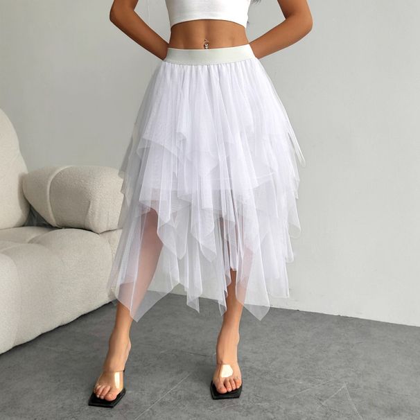 K Irregular Mesh Half Length Skirt For Women, New Product With High Waist And Versatile Yarn Skirt To Show Off Weight_ecoleips.com
