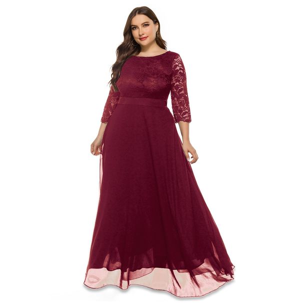 Plus Size Women's New Lace Evening Dress_ecoleips.com