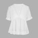 AD438 Fashionable 2025 Autumn Fresh Style Sweet Polyester Pullover V-neck Loose Fit Women's T-shirt_ecoleips.com