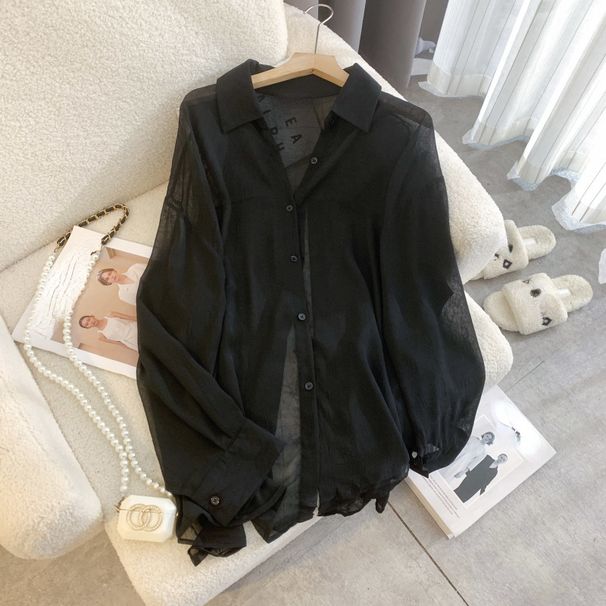 2025 Design Sense: Loose Lightweight Ice Silk Chiffon For Women's Summer 2025 New Sunscreen Shirt And Stylish Jacket_ecoleips.com