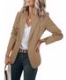 Single-Button Blazer For Women - Fall Office Casual Jacket With Notch Lapel & Functional Pockets, Stretch Polyester Blend In 10 Colors_ecoleips.com