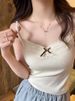 Lace Trim Knit Camisole With Built-In Bra – Flirty Ribbed Bralette Top For Layering Or Solo Wear, Soft Stretch Nylon & Spandex Blend_ecoleips.com