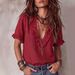 Women's 100% Cotton Pleated V Neck Casual Shirt Top New Arrival Bestselling_ecoleips.com