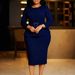 Women's Clothing Fashion Round Neck Elegant Elegant Pencil Dress With Belt | Stretchy Office Wear | High-Waist Bodycon Midi Dress For Women_ecoleips.com