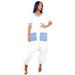 Women's Clothing Casual Commuting V Neck Denim Stitching Contrast Color Loose Elastic Jumpsuit_ecoleips.com