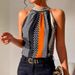 Women's Clothing Summer Women's Off-Shoulder Stand Collar Halter Neck Print Top Fashion For Formal & Casual For Women_ecoleips.com