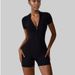 Women's Zippered Short-Sleeved Yoga Jumpsuit Summer European American Style Dance Fitness Tight Sportswear_ecoleips.com