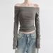 Basic Simple Solid Color off Shoulder T-Shirt Elegant New Style Youthful Slim Fit Top for Women in Stock_ecoleips.com