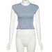 Summer Slim Fit round Neck Top for Women Temperament Hot Girl Back Hollowed out American Fashion Short Wholesale 2025_ecoleips.com