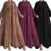 Verve M2695 Women's Muslim Solid Color Vest Dress Fashion Elegant Long Robe Coat_ecoleips.com