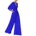 Modern Jumpsuit With Asymmetric Closure | Elegant Wide-Leg Romper For Work & Casual Wear Versatile Five-Thirds Sleeves_ecoleips.com