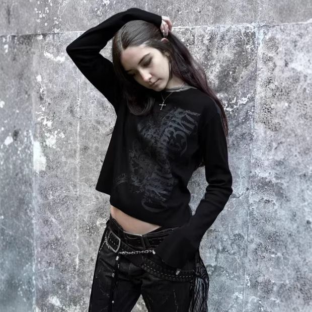 Gothic Long Sleeved T-Shirts for Men And Women Printed Personalized Street Casual Fashion Top European American Style Spring New Arrivals_ecoleips.com