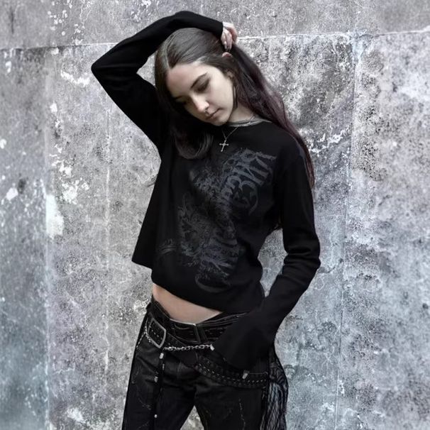 Gothic Long Sleeved T-Shirts for Men And Women Printed Personalized Street Casual Fashion Top European American Style Spring New Arrivals_ecoleips.com