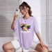 Women's Casual Loose T-Shirt round Neck Short Sleeve Butterfly Lip Print Simple Sports Top European American Style Summer_ecoleips.com