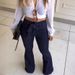 Women's Clothing High Waist Slightly Elastic Lace Up Flared Pants Wide Leg Pants Women's Jeans_ecoleips.com