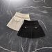 White High-Waisted Slimming Pleated Mini Skirt Wool Petite Women New Spring Winter Style_ecoleips.com