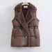 K Women's New Thickened Cotton Vest; Mid-length, Versatile, Solid Color Sleeveless Top_ecoleips.com