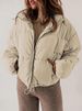 Women's Clothing High-Waisted Short Puffer Jacket With Stand Collar, Lightweight Quilted Polyester Coat, Loose Fit Casual Winter Outerwear_ecoleips.com