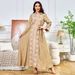 Verve Dubai Women's New Fashion Sequin Evening Dress Muslim Abaya Robe Clothing_ecoleips.com