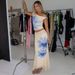 2025 Summer New Fashion Printed Asymmetrical Neck Tie Top Slim Fit Ruffled Skirt Set Wholesale_ecoleips.com
