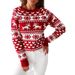 girl 2025 Autumn Winter New European American Women's Christmas Style Elk Long Sleeve Knitted Sweater White_ecoleips.com