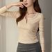 2025 #High Quality Products # Lace Lace Button T-Shirt For Women, Long Sleeved, 2025 Autumn New Style, Pure Desire Shoulder_ecoleips.com
