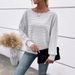 Women's Autumn And Winter Striped Round-Neck Long-Sleeved Top T-Shirt_ecoleips.com