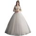 Champagne White Wedding Dress Mid Length Sleeves Slimming Lace New Style For Summer And Autumn_ecoleips.com