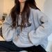 Women's Salt-Colored Fleece Lined Hooded Sweatshirt Korean Style Plus Size Loose Top For Autumn Winter Casual Elegant Fashion_ecoleips.com