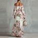 Elegant Floral Print Off-Shoulder Dress With Lantern Sleeves For Women, A-Line Long Maxi Dress For Casual Outings_ecoleips.com