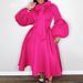 Plus-size Women's Winter With Puff Sleeves, Tie Bow, Large Hem, Party Dress, European And American Style Dress_ecoleips.com