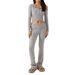 2023 New European And American Cross-Border Knitted Hooded Women's Fashion Sexy High-Waisted Long-Sleeve Long Pants_ecoleips.com