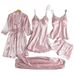 Silky Seduction 5-Piece Set – Satin-Like Sleepwear For Women (S-XXXL)_ecoleips.com
