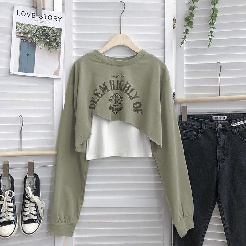 Real Shot Of Women's Sweatshirt A Unique Design, 2022 New Model, Spring And Autumn Thin Loose-fitting Korean Style Short_ecoleips.com
