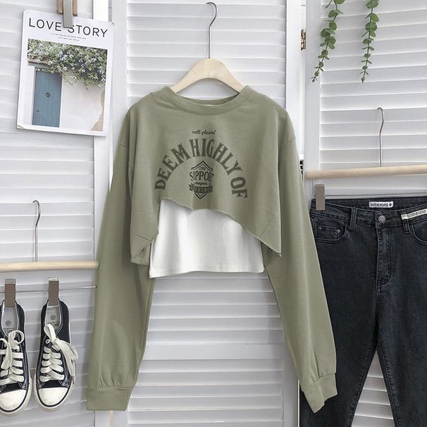 Real Shot Of Women's Sweatshirt A Unique Design, 2022 New Model, Spring And Autumn Thin Loose-fitting Korean Style Short_ecoleips.com