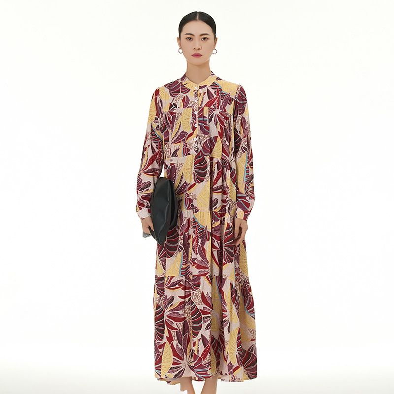 Verve 2025 Spring New Long Sleeve Cake Plus Size Women's Loose Slimming Dress 5392-859_ecoleips.com