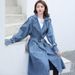 Women's Clothing Belted Double Breasted Denim Windbreaker Jacket For Women_ecoleips.com