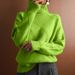 Women's Loose High Neck Knitted Sweater - Soft Acrylic Pullover, Warm Winter Casual Top, Versatile Solid Color Fashion For Everyday Wear_ecoleips.com