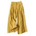Women's Cotton Linen Wide Leg Pants And Skirts Loose Fit High Waist Slimming Cropped Semi Elastic Waist Bottoms_ecoleips.com
