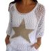 Women's Clothing Five Star Round Neck Sweater Female Commuting Elegant Three Quarter Sleeve Top Air Conditioning Shirt_ecoleips.com
