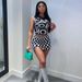 5551 Women's Fashion Slightly Slit Two-Piece Checkered Vest Short Skirt Set_ecoleips.com