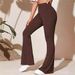 New Women's Casual Knitted Sports Pants Falling Flare High Waist Yoga Pants_ecoleips.com