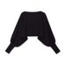 Loose And Versatile Black Bubble Sleeve Short Knitted Sweater_ecoleips.com
