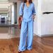 New Women's Long Sleeved Solid Color Two Piece Set Loose Casual Style for European American Independent Websites_ecoleips.com