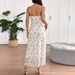 AD197 Spring/Summer New European And American Retro Printed Ruffle Trim Slim Fit V-Neck Strap Dress_ecoleips.com